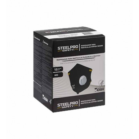 Respirador M9910V Con Válvula N95 Plegable Steelpro Negro