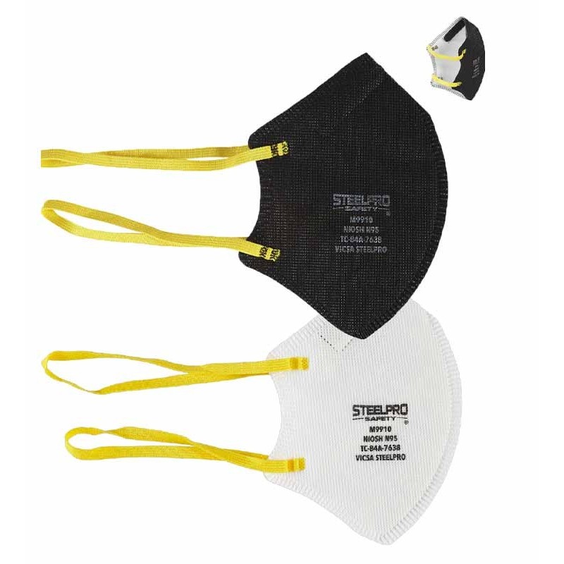 Respirador N95 Steelpro M9910 dobrável preto e branco Respirador N95 Steelpro M9910 dobrável preto e branco